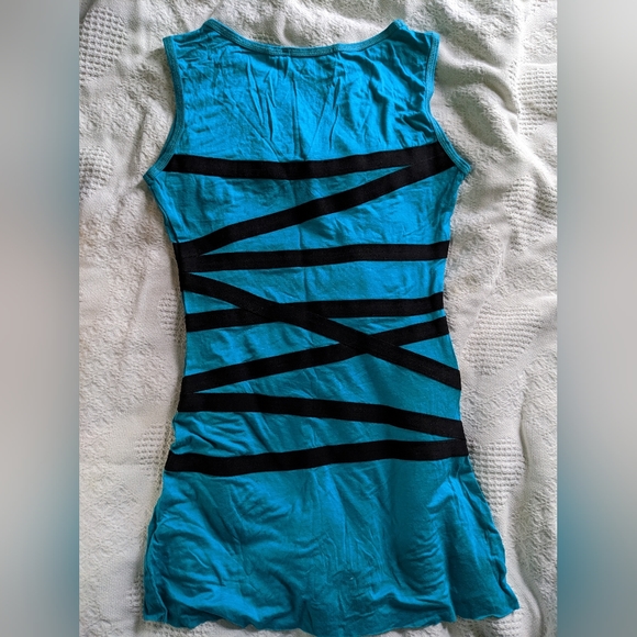 Vintage minidress bright teal Sz. XS - Picture 4 of 7